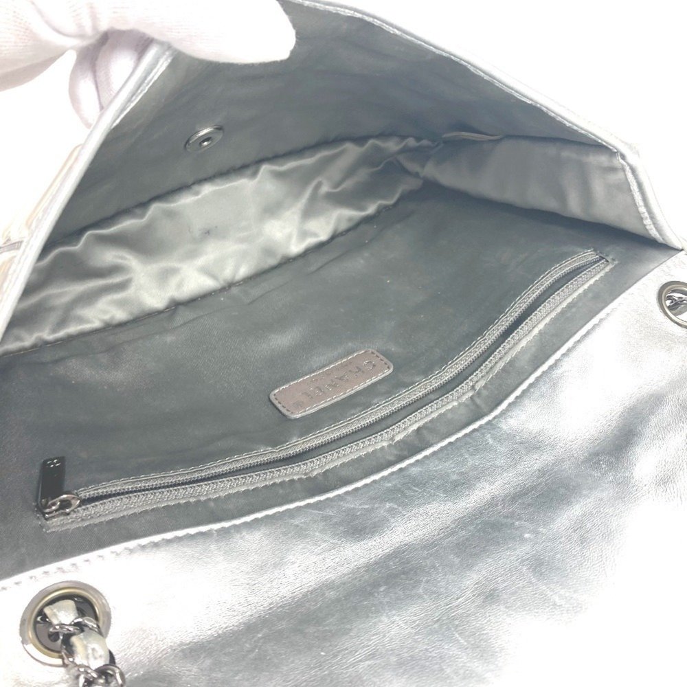 CHANEL Ice Cube Flap Double Chain Bag, Shoulder Leather, Women's, Silver - Picture 11 of 13